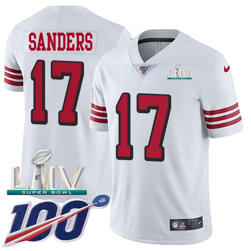 San Francisco 49ers Nike #17 Emmanuel Sanders White Super Bowl LIV 2020 Rush Men Stitched NFL Limited 100th Season Jersey->youth nfl jersey->Youth Jersey